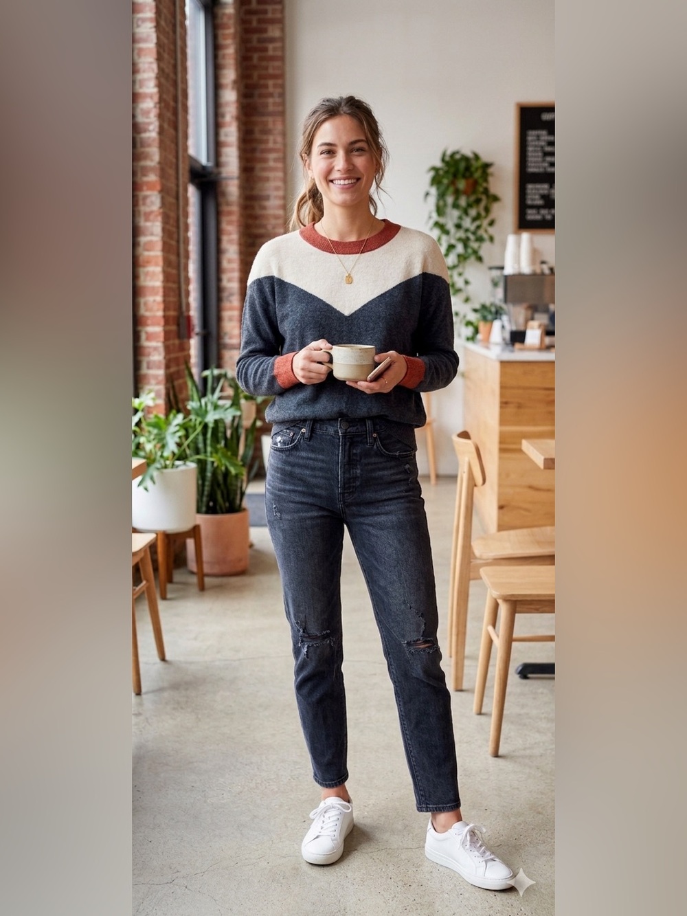 Madewell Colorblock Yoke Pullover Sweater